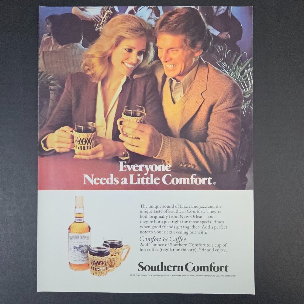 1981 Southern Comfort Liqueur & Coffee Vintage Print Ad St Louis MO Bar Mancave